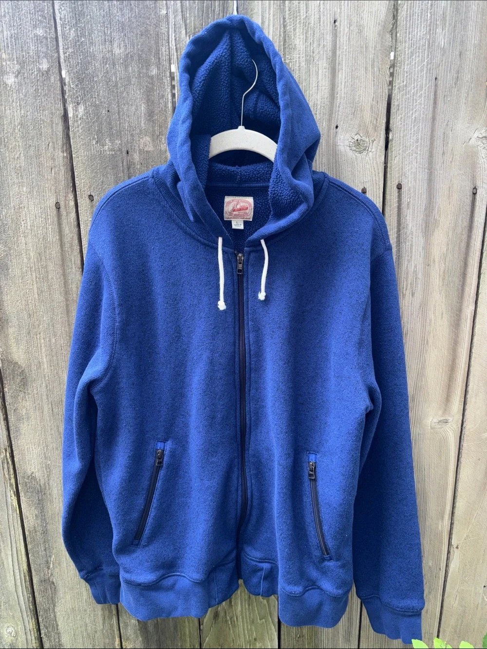 J. Crew Vintage Full Zip Hoodie Sweatshirt w Pockets Jacket Blue Men’s Large